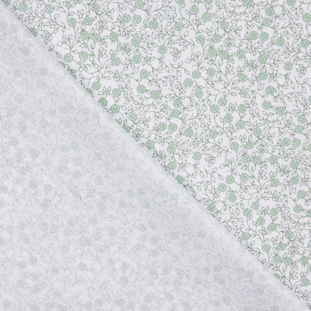 Popeline Coton Minimals Blanc-Vert - Ribes y Casals