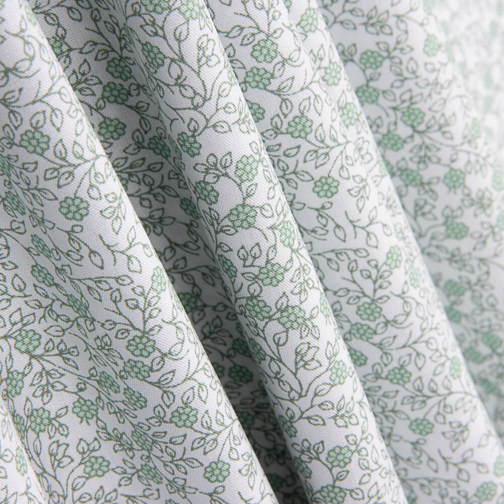 Popeline Coton Minimals Blanc-Vert - Ribes y Casals
