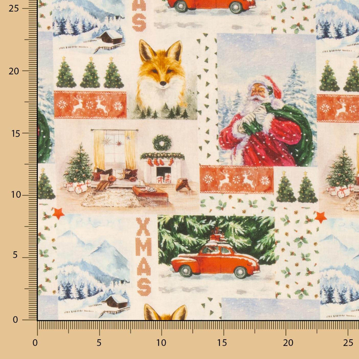 Popeline de coton de Noël roux - Ribes y Casals