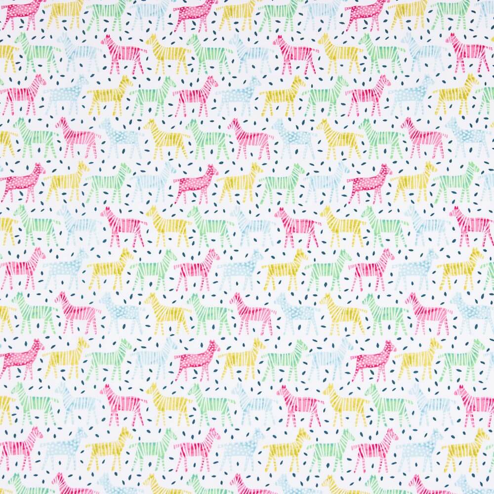 Popeline Coton Enfant Bio Zèbres Multicolore - Ribes y Casals