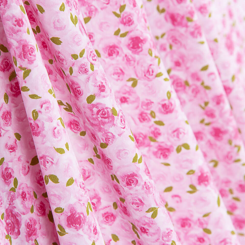 Popeline Coton Bio Enfant Jardin Roses - Ribes y Casals