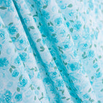 Popeline En Coton Bio Roses Jardin Bleu - Ribes y Casals