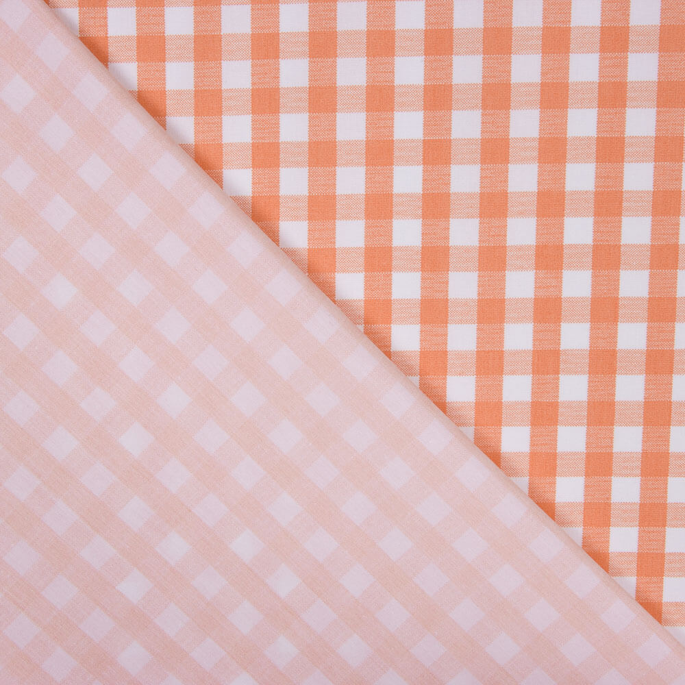 Popeline Enfant Coton Bio Maxi Carreaux Orange - Ribes y Casals