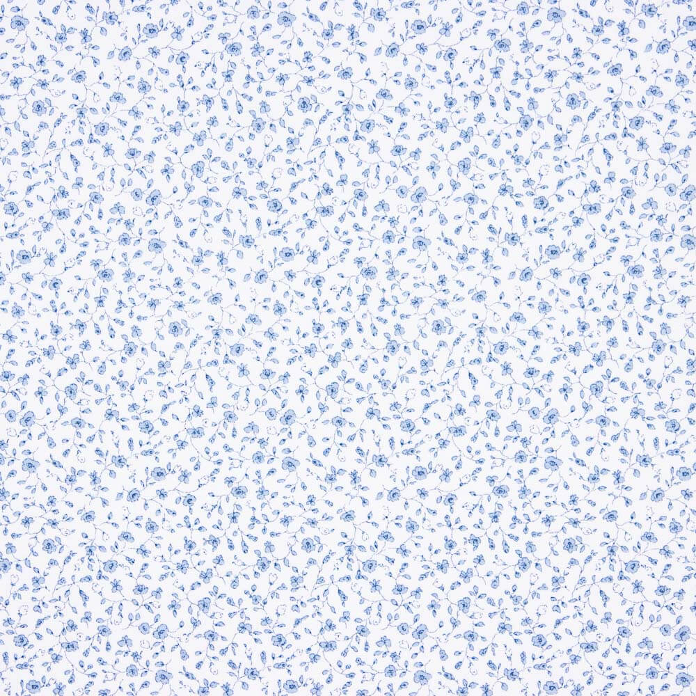 Popeline Coton BIO Enfant Mini Fleur Bleue - Ribes y Casals
