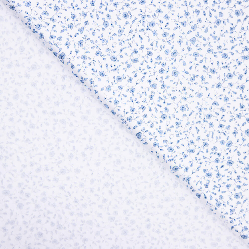 Popeline Coton BIO Enfant Mini Fleur Bleue - Ribes y Casals