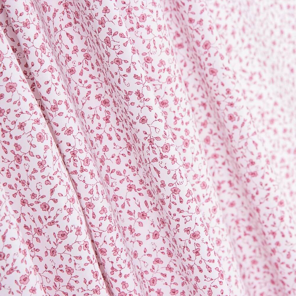 Popeline Coton BIO Enfant Mini Fleur Rose - Ribes y Casals