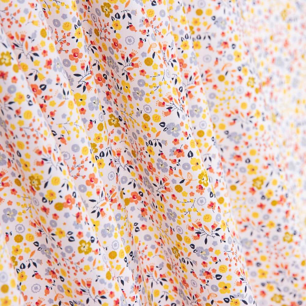 Popeline Coton BIO Enfant Mini Jardin Jaune - Ribes y Casals