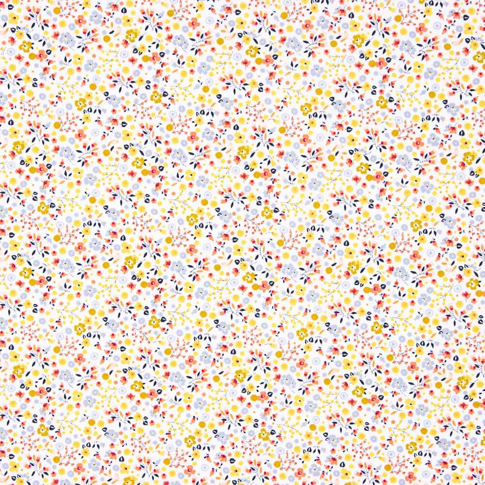 Popeline Coton BIO Enfant Mini Jardin Jaune - Ribes y Casals