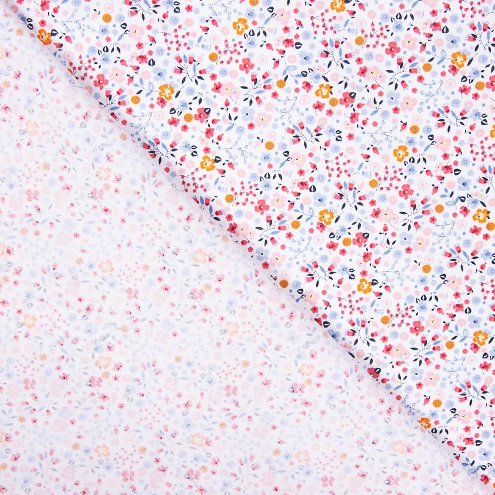 Popeline Coton BIO Enfant Mini Jardin Orange - Ribes y Casals