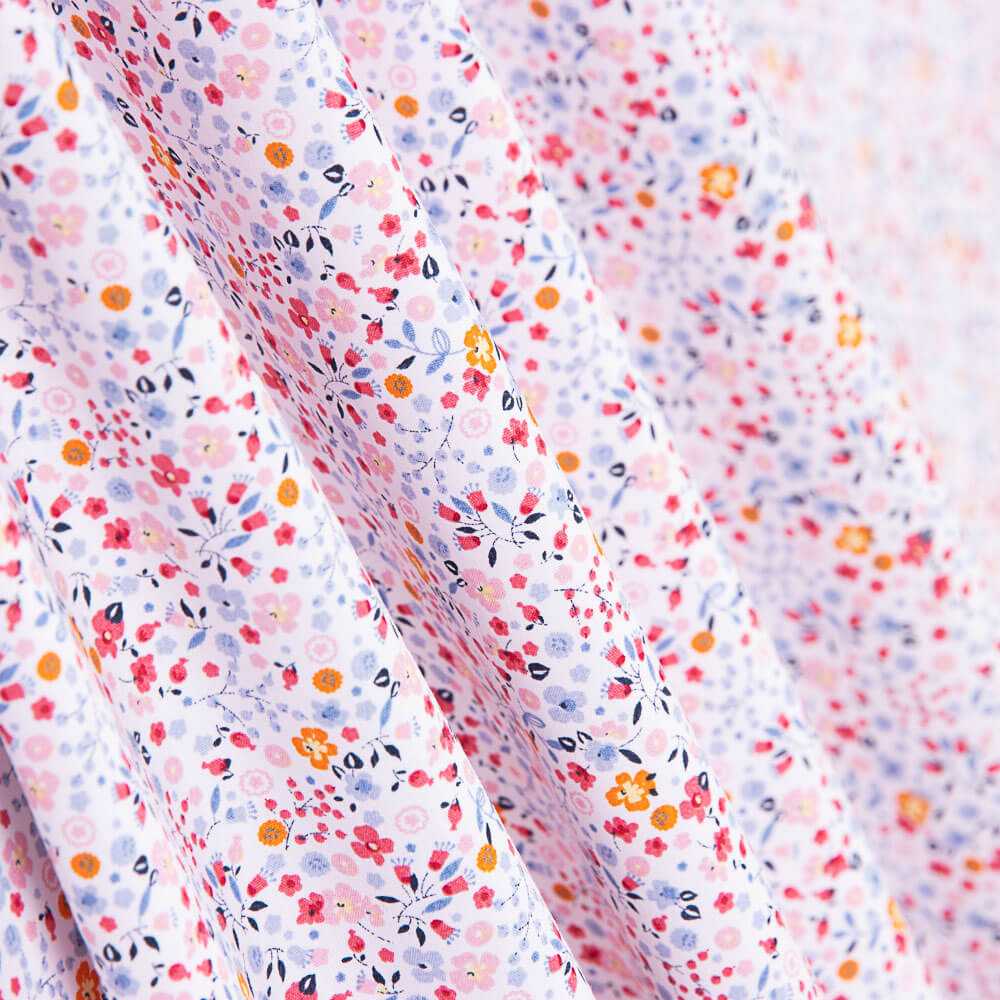 Popeline Coton BIO Enfant Mini Jardin Orange - Ribes y Casals