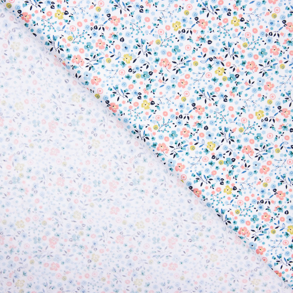 Popeline Coton BIO Enfant Mini Jardin Vert D&#39;eau - Ribes y Casals