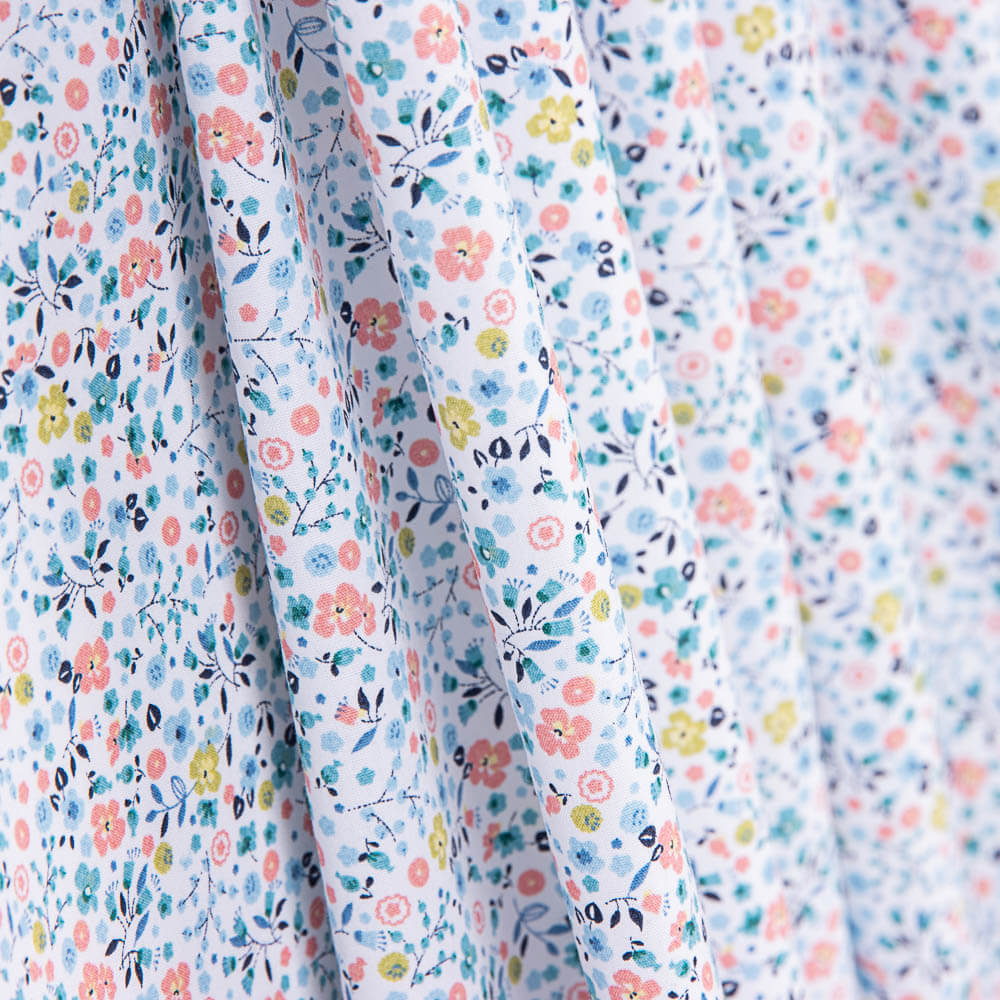 Popeline Coton BIO Enfant Mini Jardin Vert D&#39;eau - Ribes y Casals