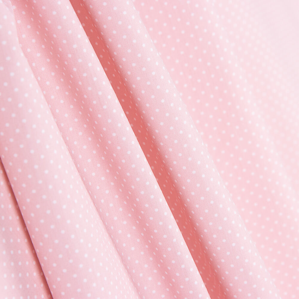 Popeline Coton BIO Enfant Mini Pois Rose - Ribes y Casals