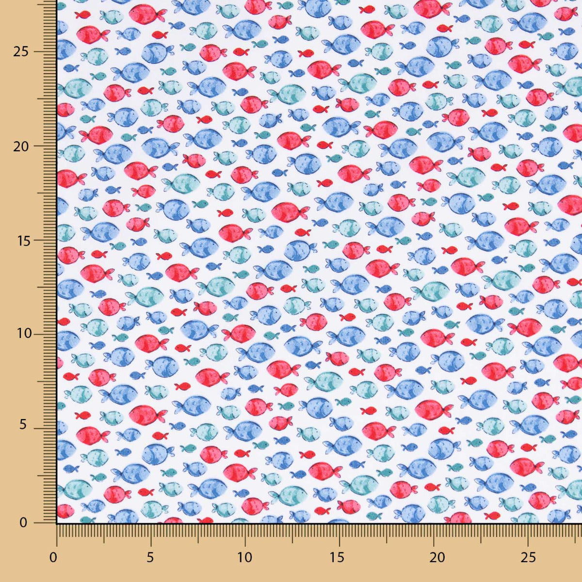 Popeline Coton BIO Enfant Poissons Bleu - Ribes y Casals