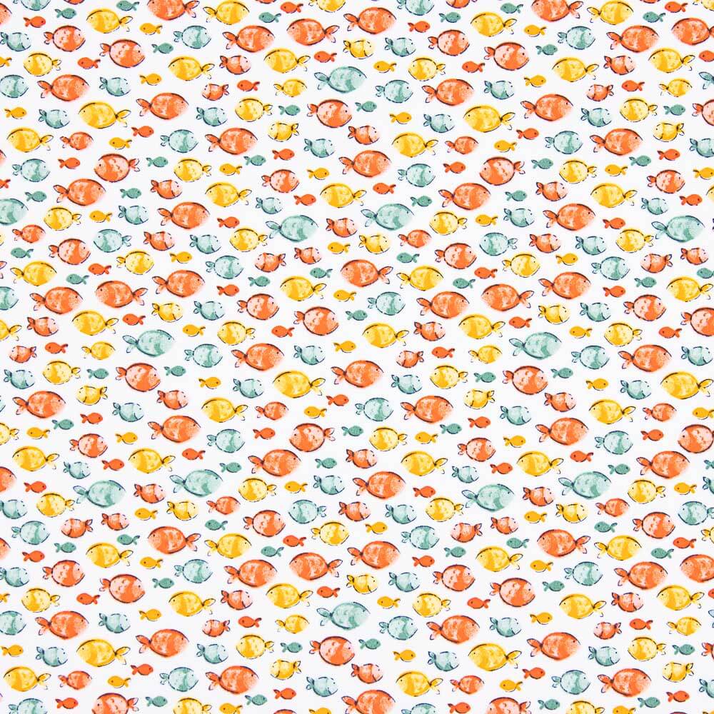 Popeline Coton BIO Enfant Poisson Corail - Ribes y Casals