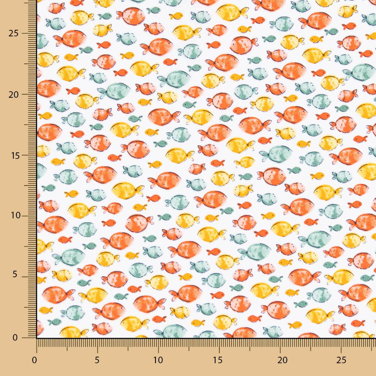 Popeline Coton BIO Enfant Poisson Corail - Ribes y Casals