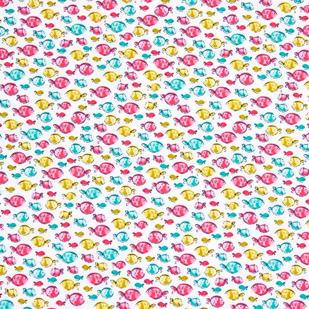 Popeline Coton BIO Enfant Poisson Rose - Ribes y Casals