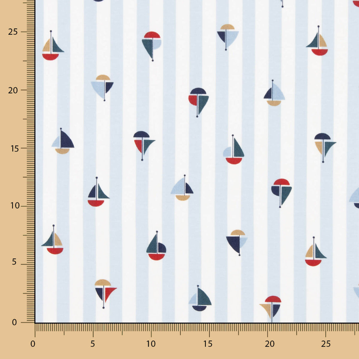 Popeline Coton BIO Vichy bateaux - Ribes y Casals