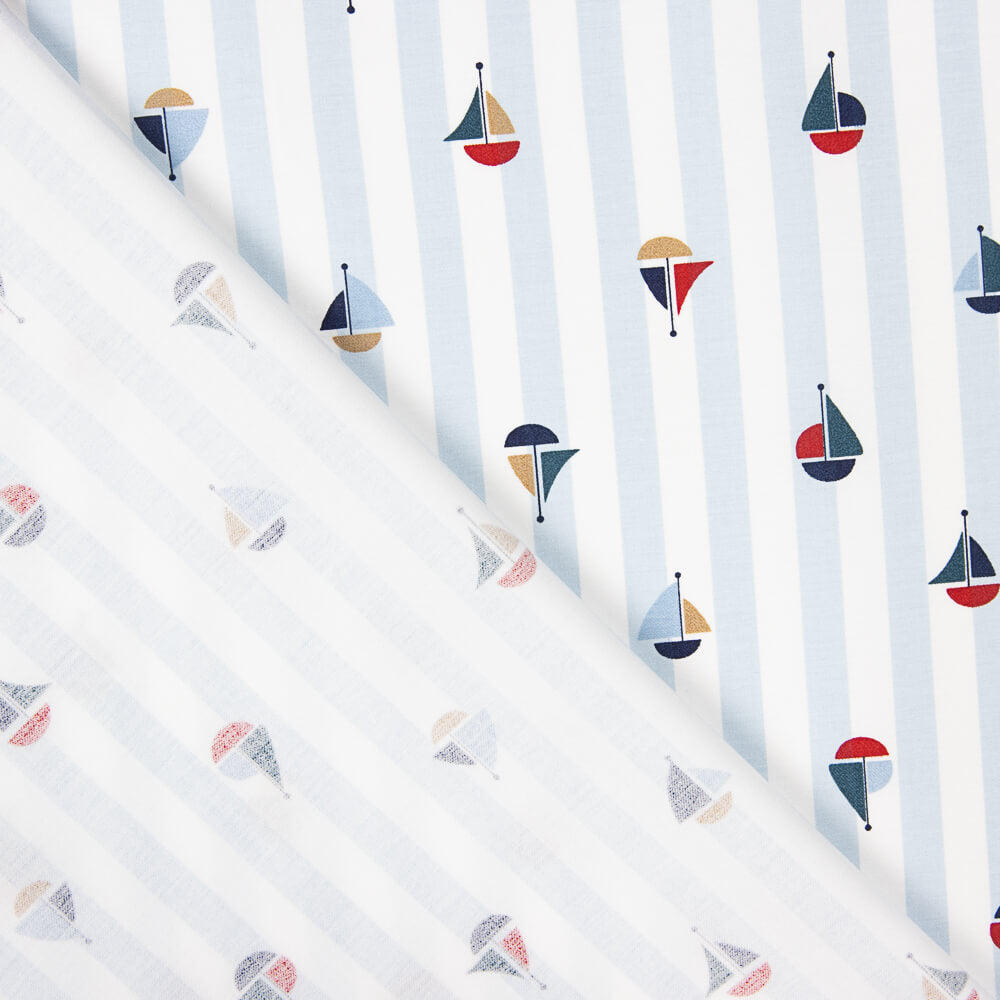 Popeline Coton BIO Vichy bateaux - Ribes y Casals