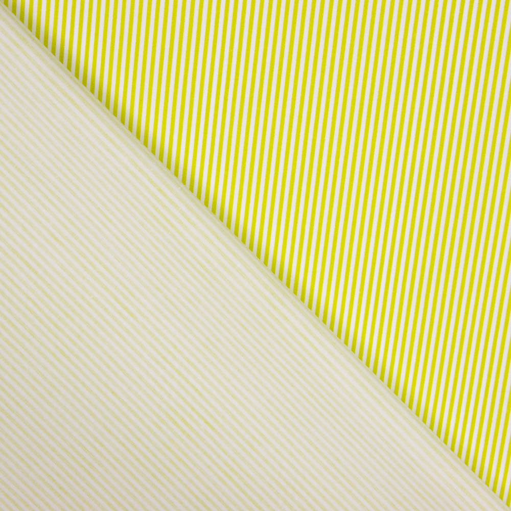 Popeline Enfant Coton Bio Mini Rayure Citron Vert - Ribes y Casals