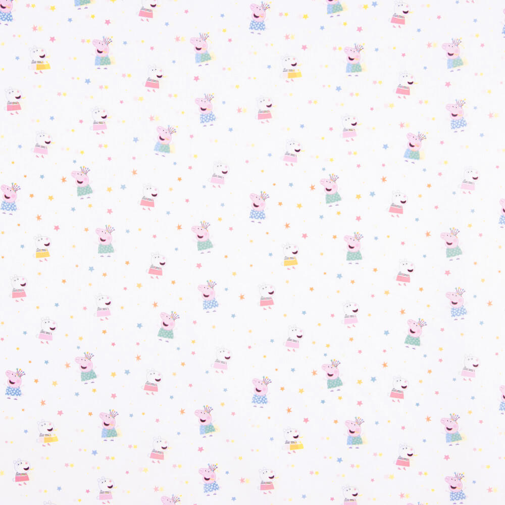 Popeline de Coton Peppa Pig Blanc - Ribes y Casals