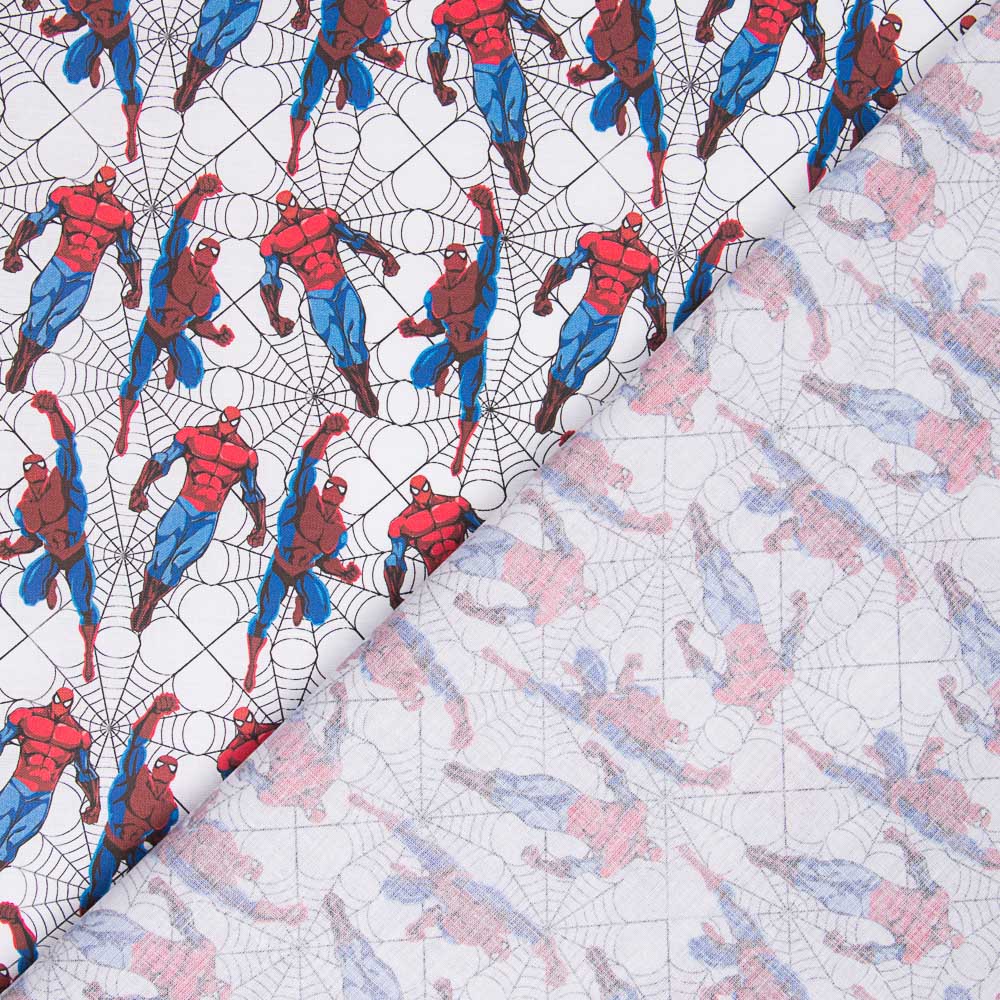 Popeline Coton Blanc Spiderman - Ribes y Casals
