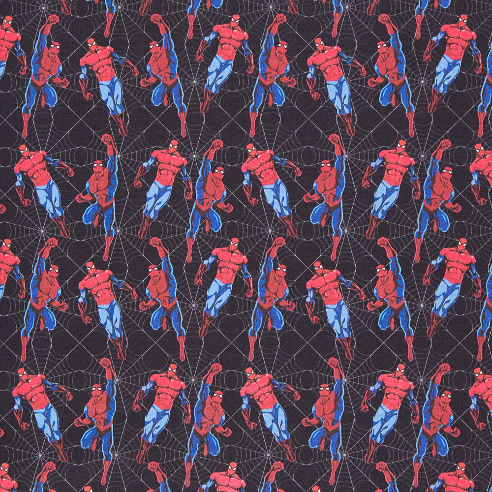 Popeline Coton Noir Spiderman - Ribes y Casals