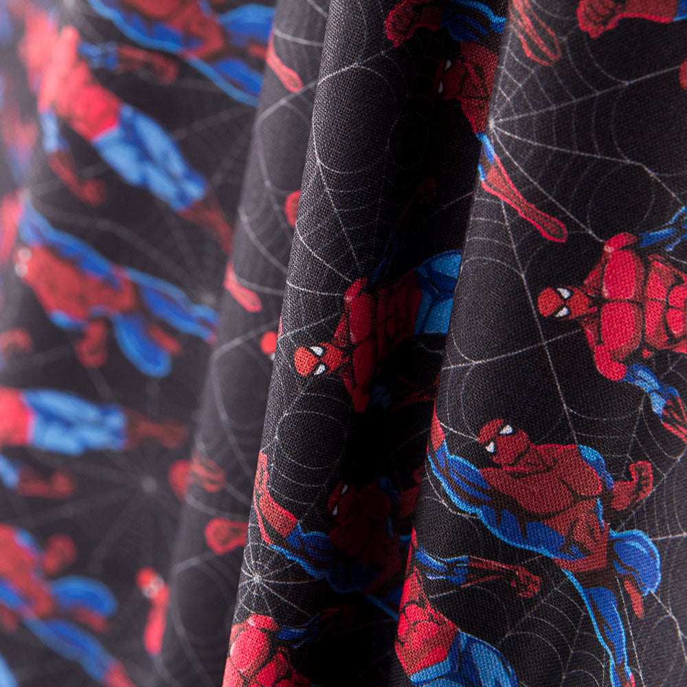 Popeline Coton Noir Spiderman - Ribes y Casals