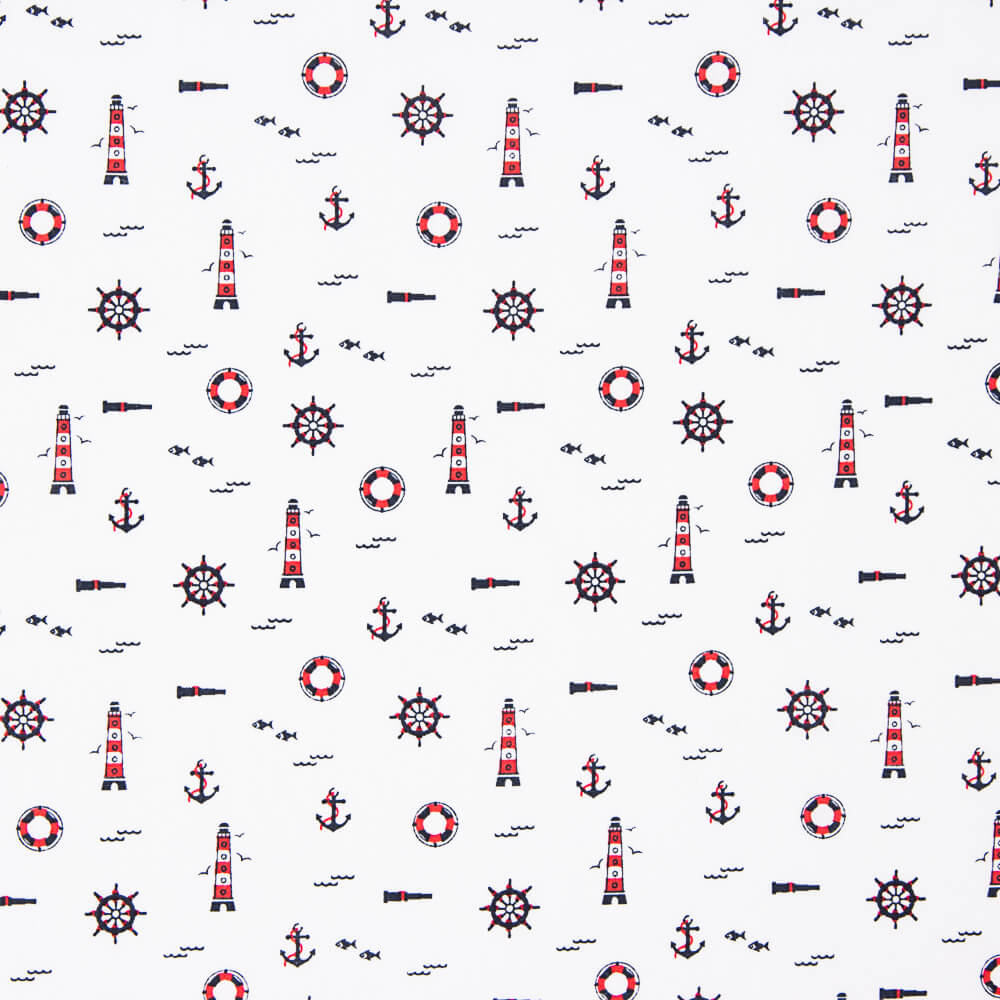 Tissu Popeline Coton Blanc Phares - Ribes y Casals