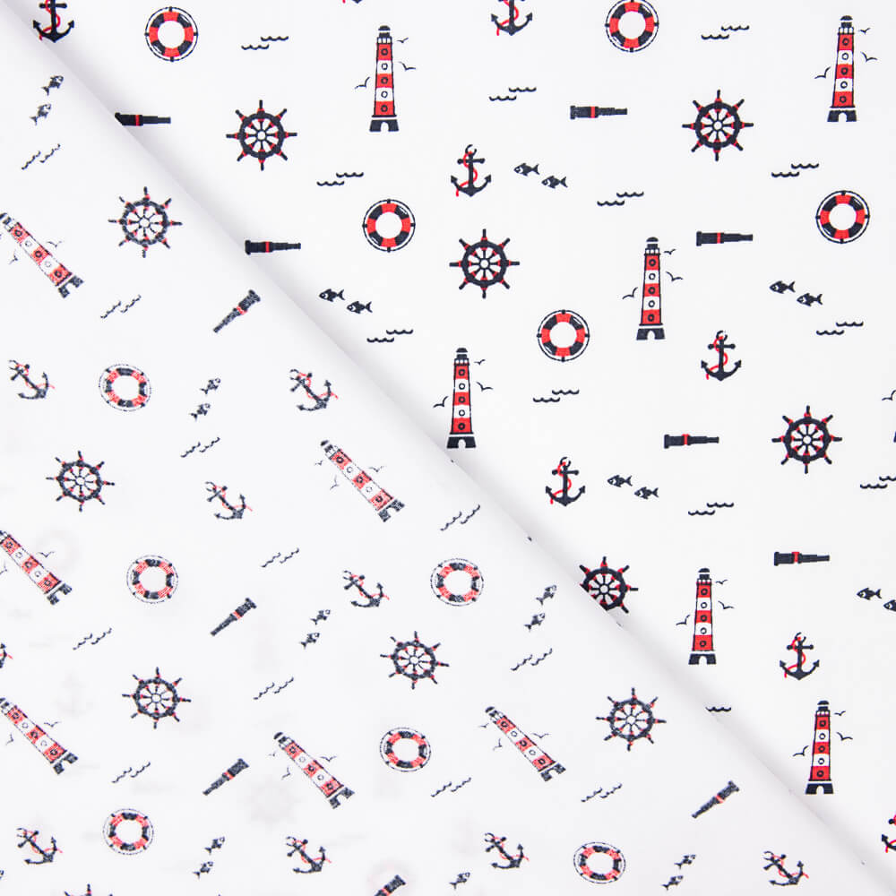 Tissu Popeline Coton Blanc Phares - Ribes y Casals