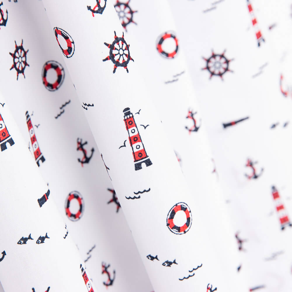 Tissu Popeline Coton Blanc Phares - Ribes y Casals