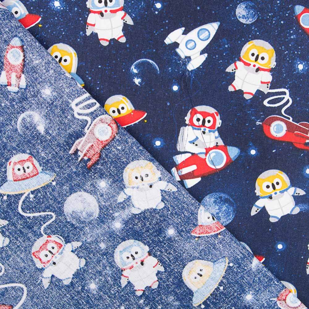 Popeline Oeko-Tex® Astronaute Hibou - Ribes y Casals