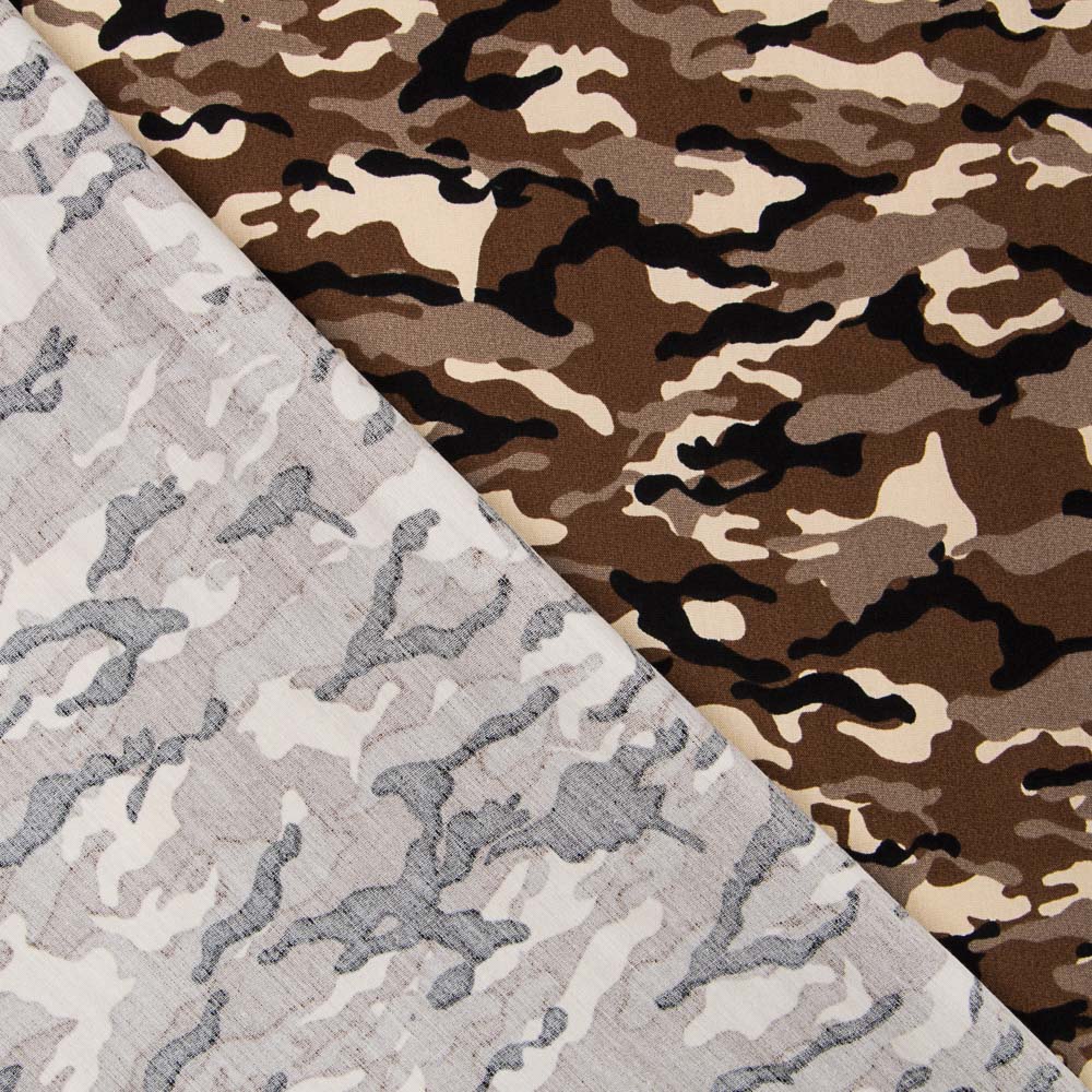 Popeline Camouflage Marron - Ribes y Casals