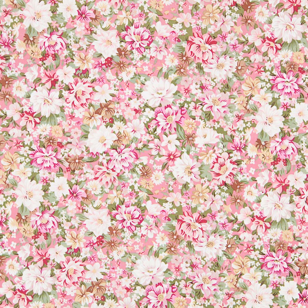 Popeline Fleurs Rose - Ribes y Casals