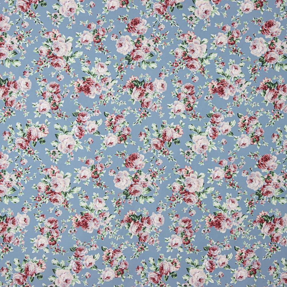 Cretonne Popeline Imprimé Flamenco Bleu Clair - Ribes y Casals