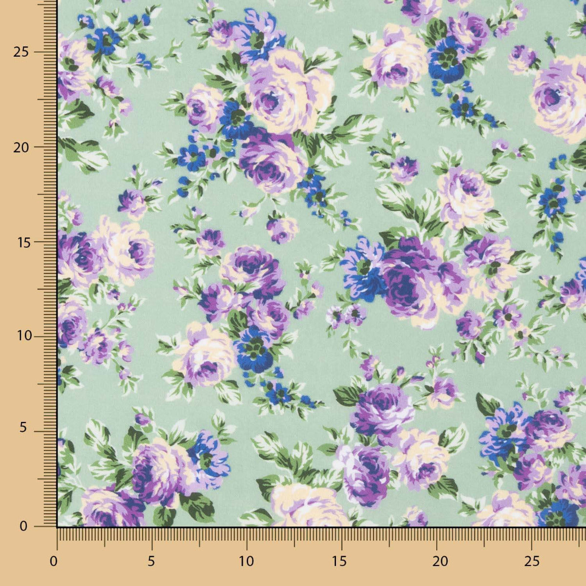 Popeline Imprimé Flamenco Cretonne Bleu Fond Vert Clair - Ribes y Casals