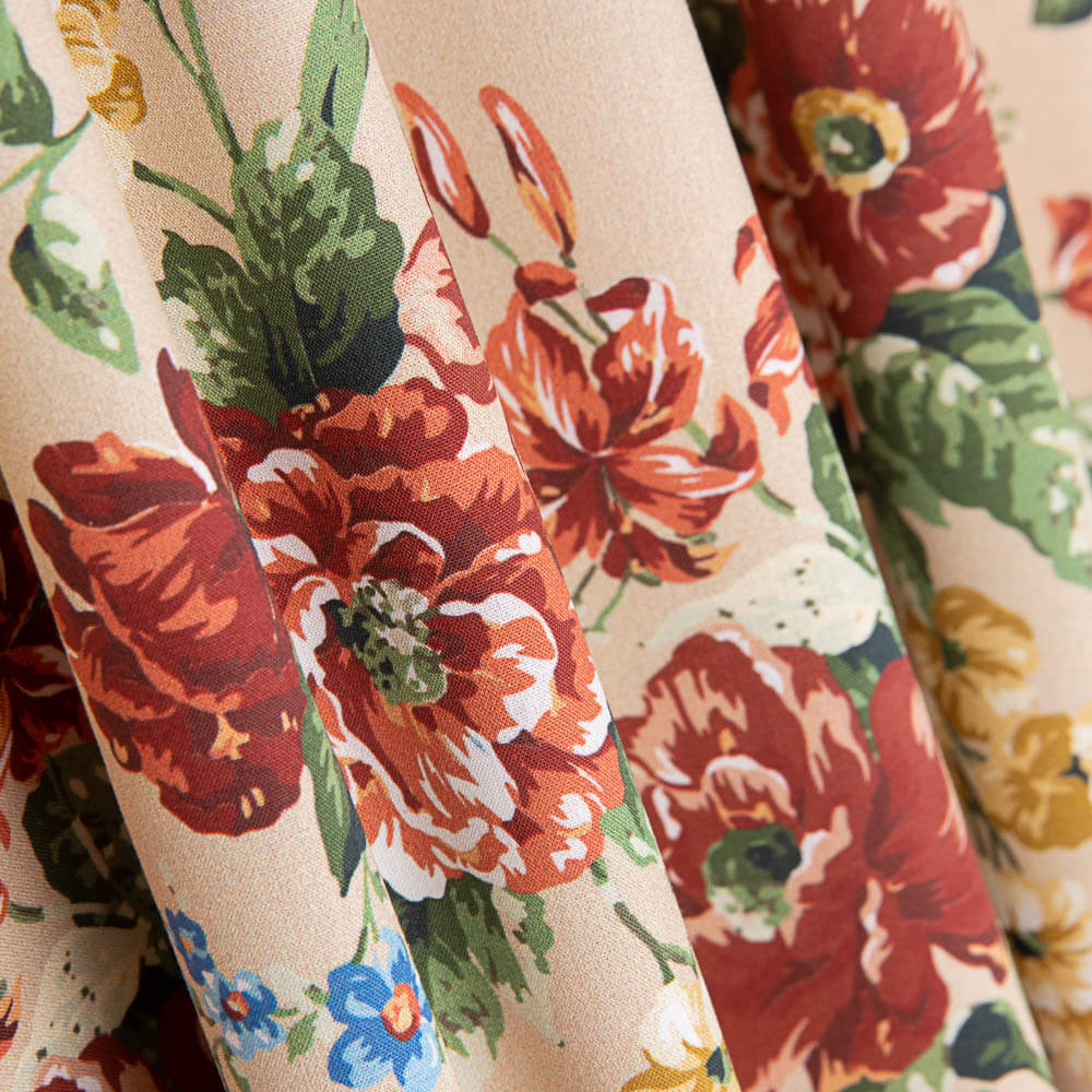 Popeline Cretonne Imprimé Flamenco Camel - Ribes y Casals