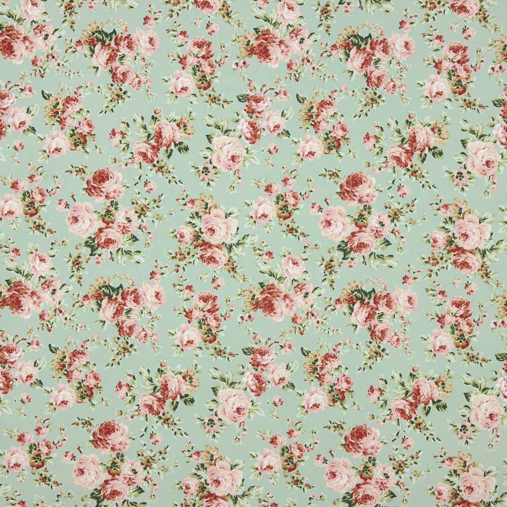 Cretonne Popeline Imprimé Flamenco Vert Clair - Ribes y Casals