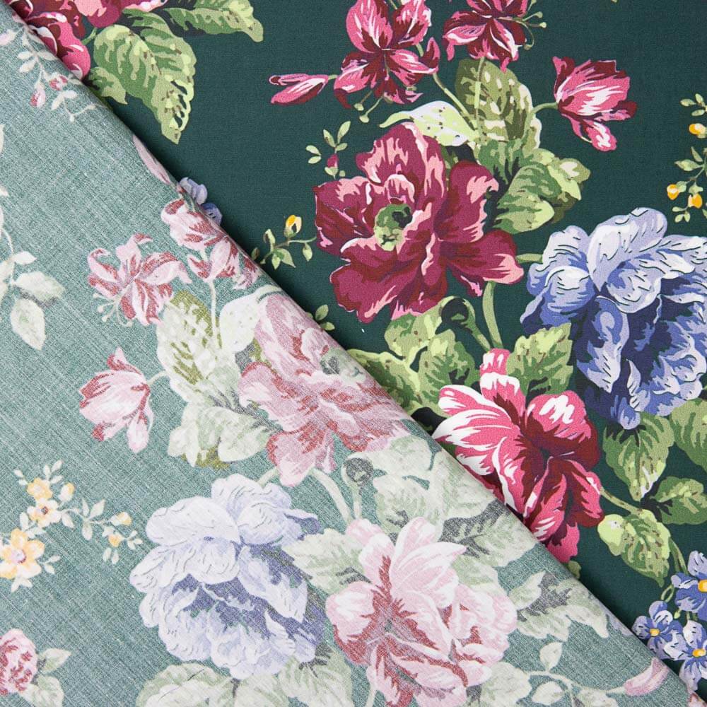 Cretonne Popeline Imprimé Flamenco Vert Foncé - Ribes y Casals