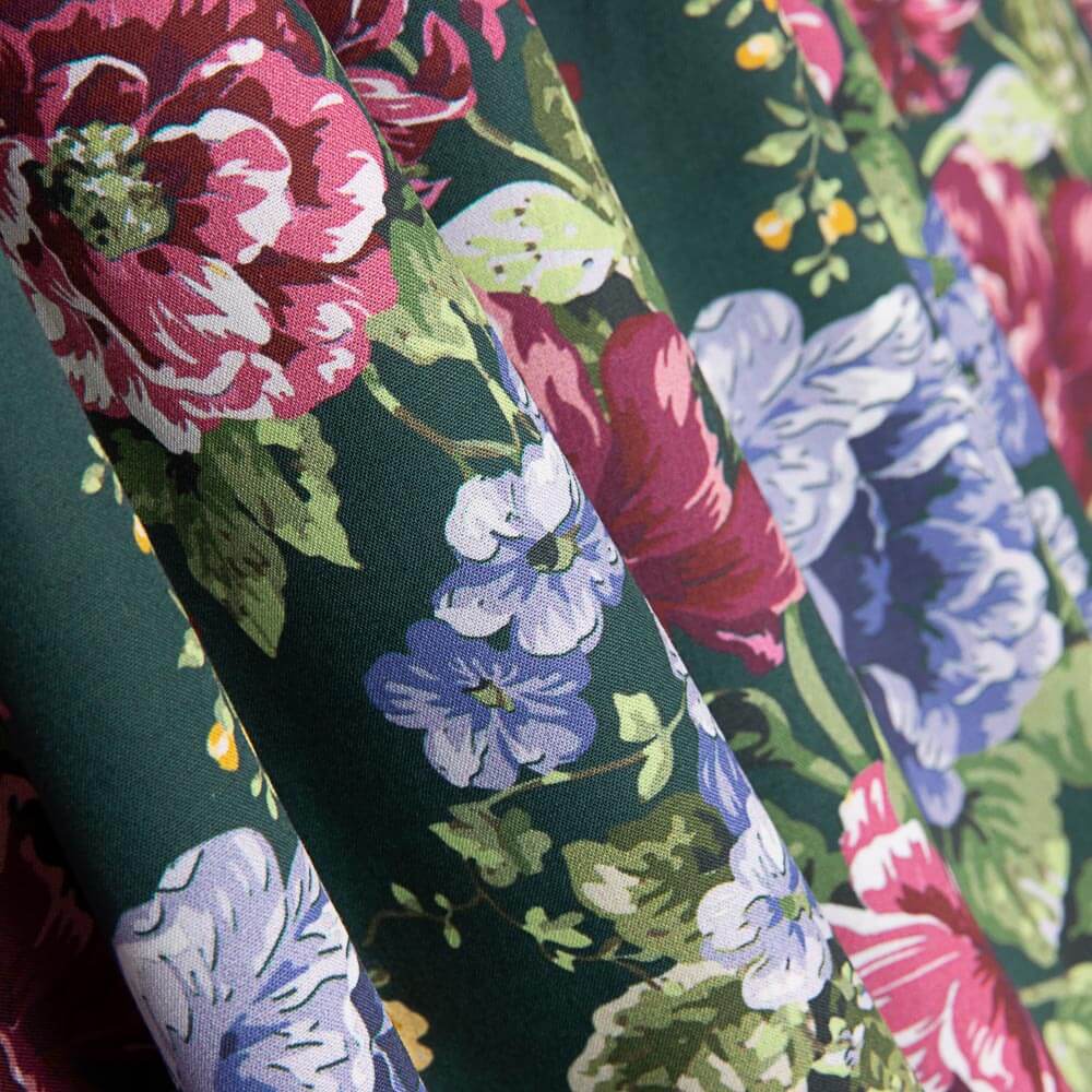 Cretonne Popeline Imprimé Flamenco Vert Foncé - Ribes y Casals