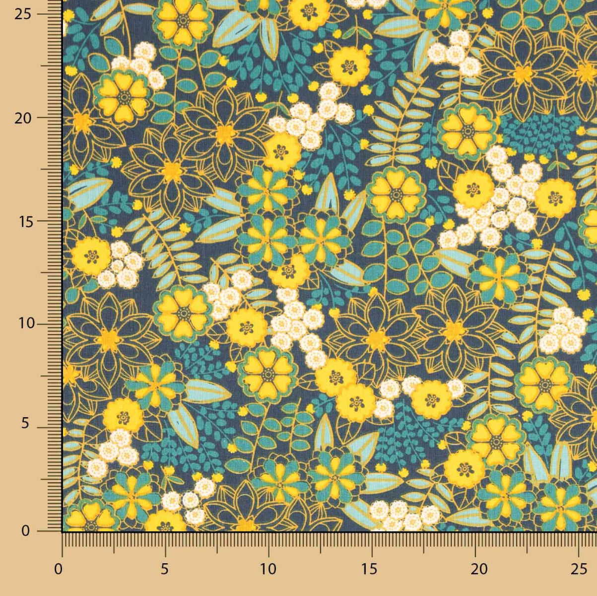 Coton imprimé fleur de lys bleu - Ribes y Casals