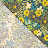 Coton imprimé fleur de lys bleu - Ribes y Casals