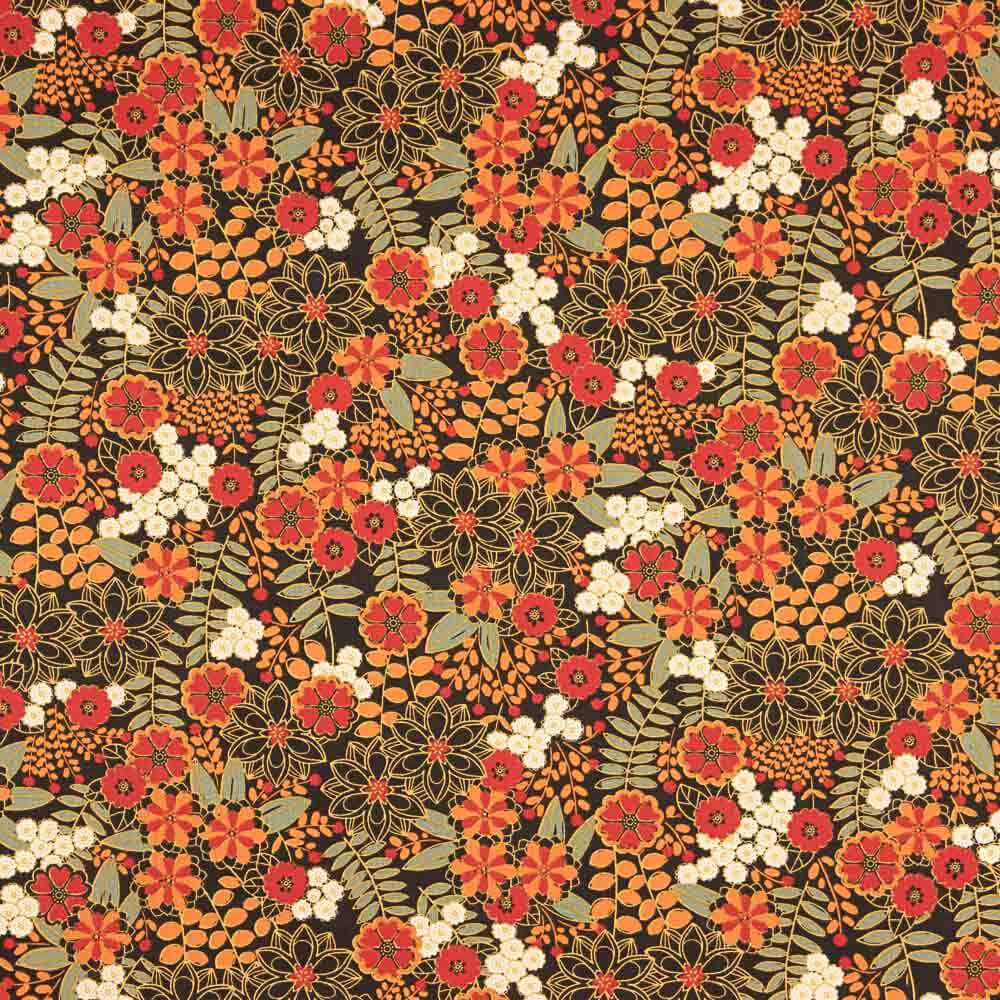 Coton imprimé fleur de lys noir - Ribes y Casals