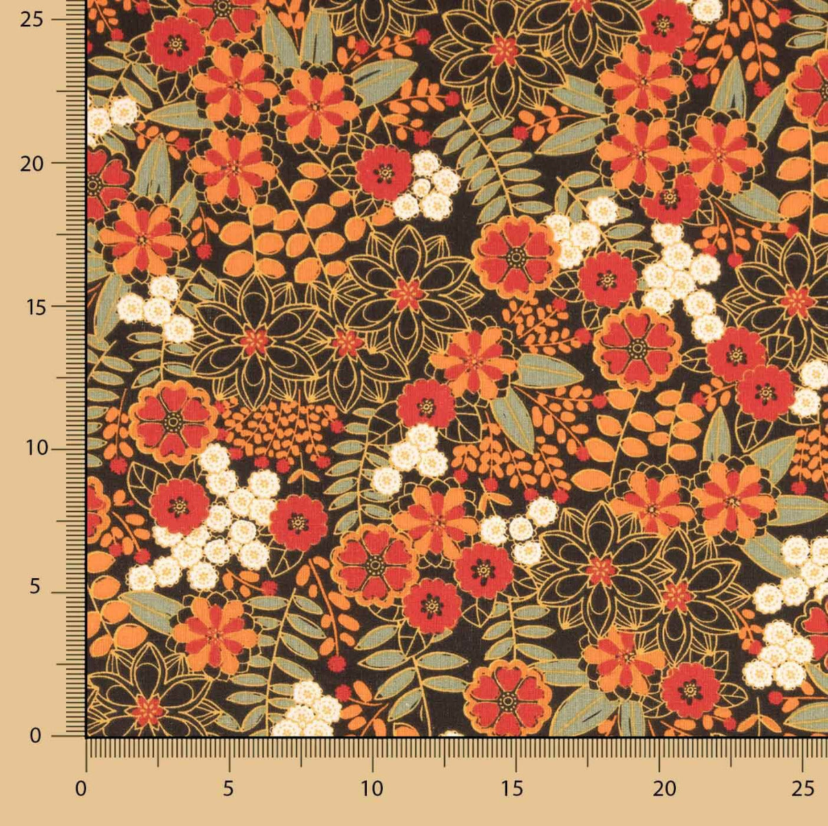 Coton imprimé fleur de lys noir - Ribes y Casals