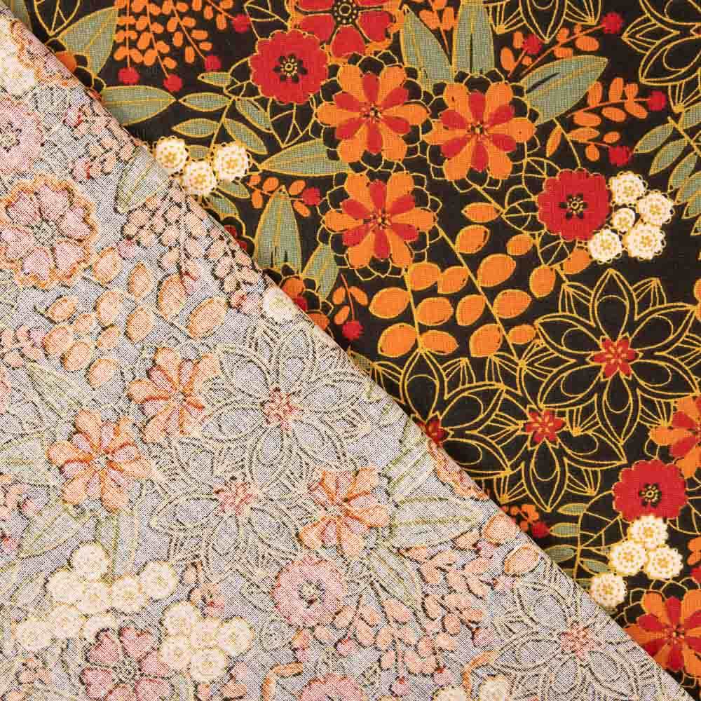 Coton imprimé fleur de lys noir - Ribes y Casals