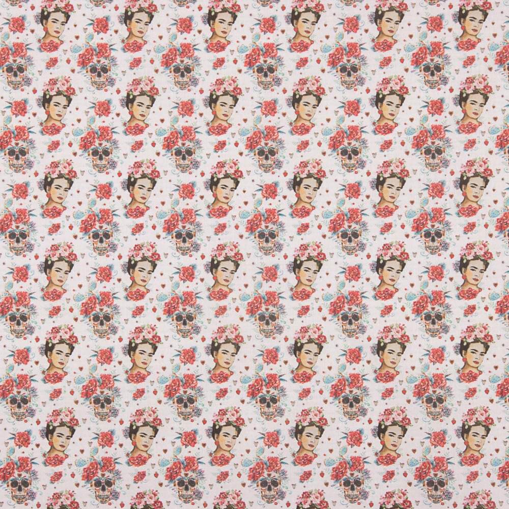 Retal Popelín Algodón Frida Catrinas 55x150 cm - Ribes y Casals