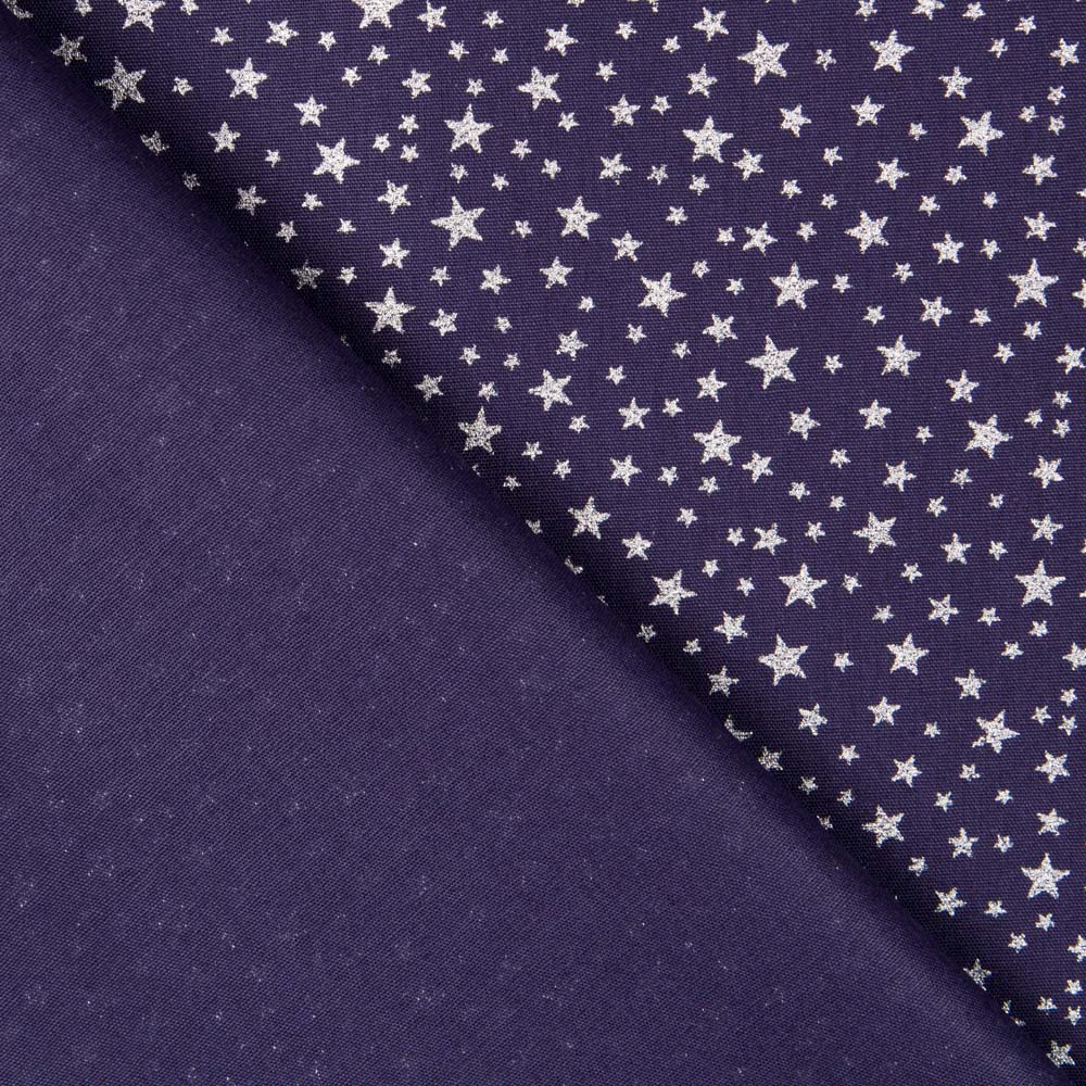 Popeline Galaxie Lurex Bleu Marine - Ribes y Casals