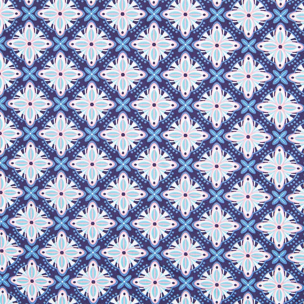 Popeline Géométrique Neón Bleu - Ribes y Casals
