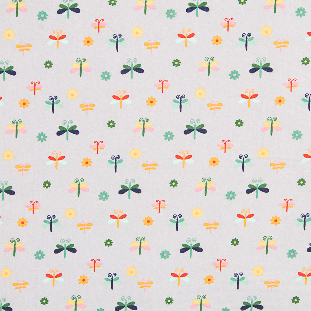 Popeline Insectes Gris - Ribes y Casals