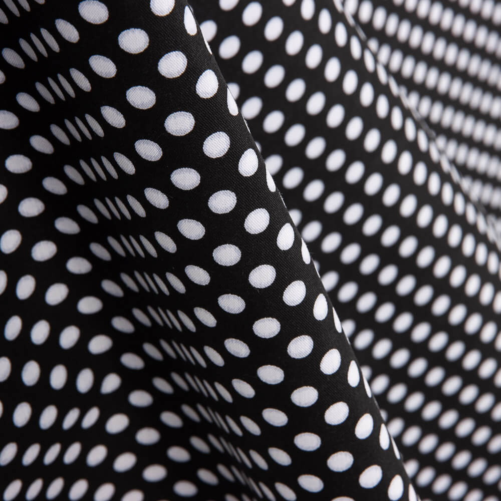 Popeline Pois Flamenco Fond Noir - Ribes y Casals